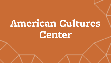 An orange square with the text American Cultures